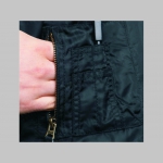 Crust punk - čierna zimná letecká bunda BOMBER s límcom, typ CWU z pevného materiálu s masívnym zipsom na zapínanie 100%nylón, čiastočne vodeodolná